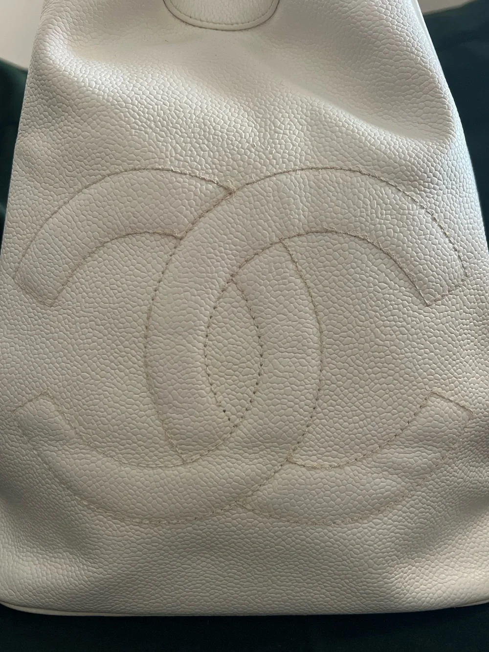 Vintage CHANEL Timeless Drawstring Sling Crossbody Backpack Caviar Medium White